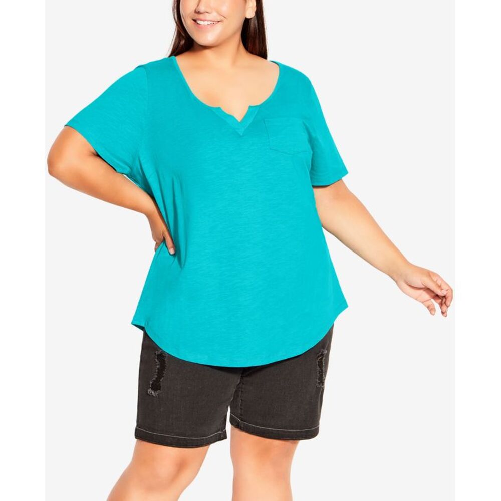 Avenue Plus Size Split Neck Top